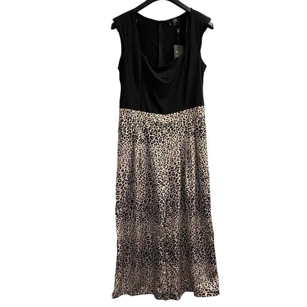 AX Paris Curve Jumpsuit Womens 16 Black Leopard Wide Leg Flowy Party Cocktail